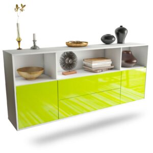 Sideboard Hartford | hängend | Korpus Weiß | Front in Hochglanz Grün | 180x79x35cm (BxHxT)