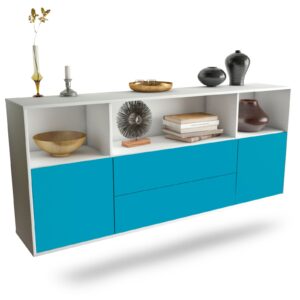 Sideboard Hartford | hängend | Korpus Weiß | Front in Türkis | 180x79x35cm (BxHxT)