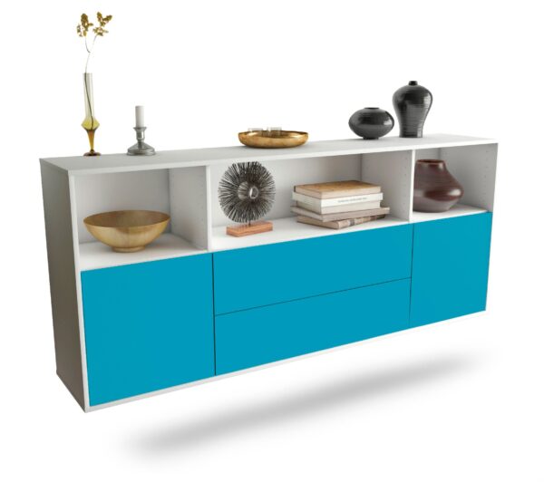 Sideboard Hartford | hängend | Korpus Weiß | Front in Türkis | 180x79x35cm (BxHxT)