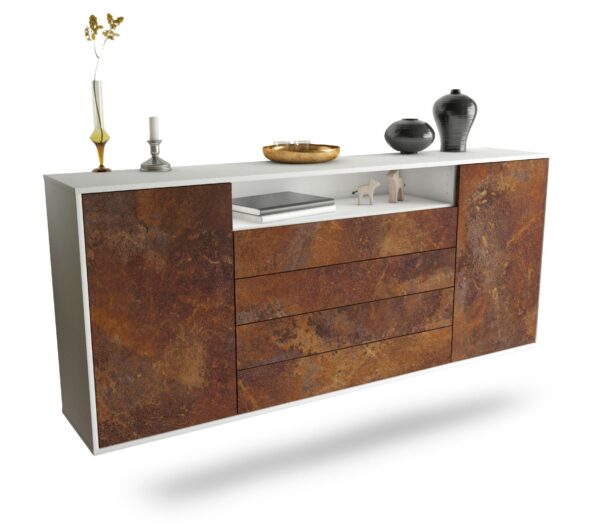 Sideboard New Haven | hängend | Korpus Weiß | Front in Rost Optik | 180x79x35cm (BxHxT)