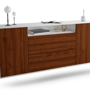 Sideboard New Haven | hängend | Korpus Weiß | Front in Walnuss Holz Optik | 180x79x35cm (BxHxT)