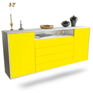 Sideboard New Haven | hängend | Korpus Weiß | Front in Gelb | 180x79x35cm (BxHxT)