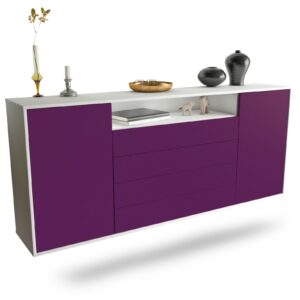 Sideboard New Haven | hängend | Korpus Weiß | Front in Lila | 180x79x35cm (BxHxT)