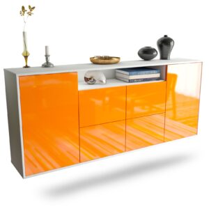 Sideboard Carrollton | hängend | Korpus Weiß | Front in Hochglanz Orange | 180x79x35cm (BxHxT)