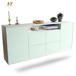 Sideboard Carrollton | hängend | Korpus Weiß | Front in Mint | 180x79x35cm (BxHxT)