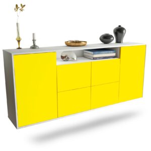 Sideboard Carrollton | hängend | Korpus Weiß | Front in Gelb | 180x79x35cm (BxHxT)