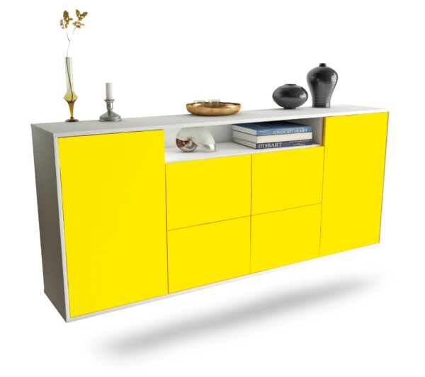 Sideboard Carrollton | hängend | Korpus Weiß | Front in Gelb | 180x79x35cm (BxHxT)