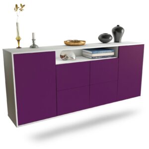 Sideboard Carrollton | hängend | Korpus Weiß | Front in Lila | 180x79x35cm (BxHxT)