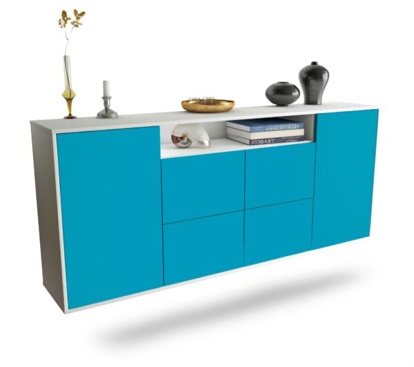 Sideboard Carrollton | hängend | Korpus Weiß | Front in Türkis | 180x79x35cm (BxHxT)