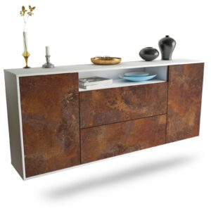 Sideboard Thousand Oaks | hängend | Korpus Weiß | Front in Rost Optik | 180x79x35cm (BxHxT)