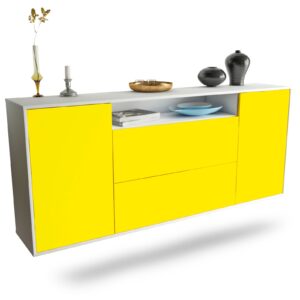 Sideboard Thousand Oaks | hängend | Korpus Weiß | Front in Gelb | 180x79x35cm (BxHxT)