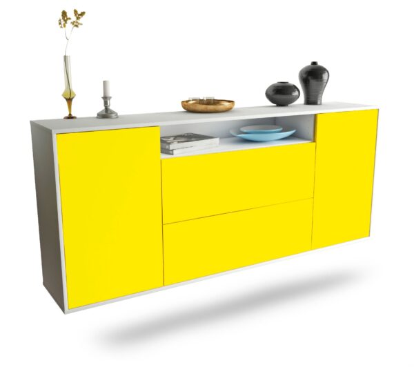 Sideboard Thousand Oaks | hängend | Korpus Weiß | Front in Gelb | 180x79x35cm (BxHxT)