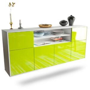 Sideboard Topeka | hängend | Korpus Weiß | Front in Hochglanz Grün | 180x79x35cm (BxHxT)
