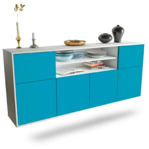 Sideboard Topeka | hängend | Korpus Weiß | Front in Türkis | 180x79x35cm (BxHxT)