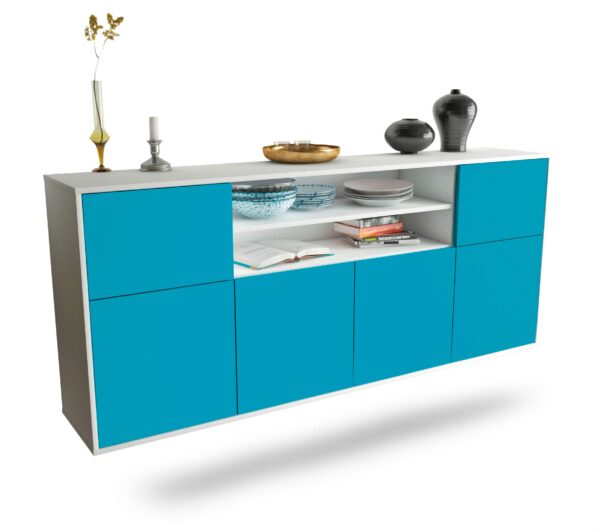 Sideboard Topeka | hängend | Korpus Weiß | Front in Türkis | 180x79x35cm (BxHxT)