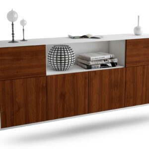Sideboard West Valley City | hängend | Korpus Weiß | Front in Walnuss Holz Optik | 180x79x35cm (BxHxT)