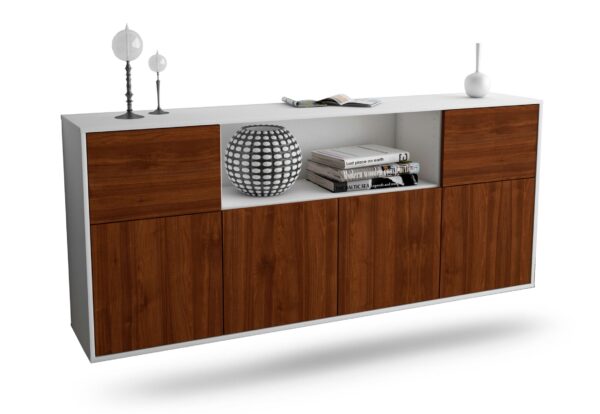 Sideboard West Valley City | hängend | Korpus Weiß | Front in Walnuss Holz Optik | 180x79x35cm (BxHxT)