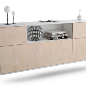 Sideboard West Valley City | hängend | Korpus Weiß | Front in Zeder Holz Optik | 180x79x35cm (BxHxT)