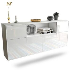 Sideboard West Valley City | hängend | Korpus Weiß | Front in Hochglanz Weiß | 180x79x35cm (BxHxT)