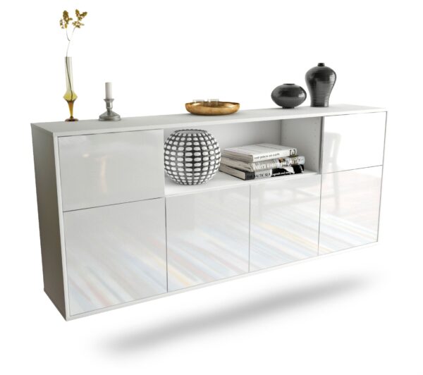 Sideboard West Valley City | hängend | Korpus Weiß | Front in Hochglanz Weiß | 180x79x35cm (BxHxT)