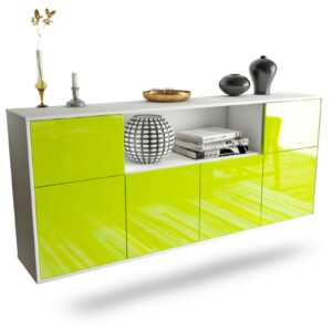Sideboard West Valley City | hängend | Korpus Weiß | Front in Hochglanz Grün | 180x79x35cm (BxHxT)