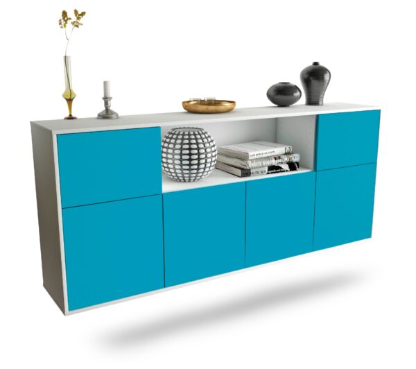 Sideboard West Valley City | hängend | Korpus Weiß | Front in Türkis | 180x79x35cm (BxHxT)