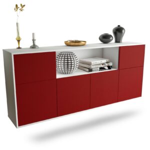 Sideboard West Valley City | hängend | Korpus Weiß | Front in Bordeaux | 180x79x35cm (BxHxT)