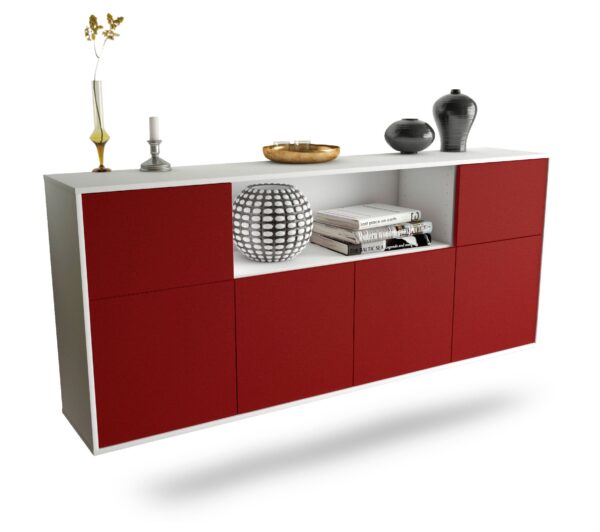 Sideboard West Valley City | hängend | Korpus Weiß | Front in Bordeaux | 180x79x35cm (BxHxT)