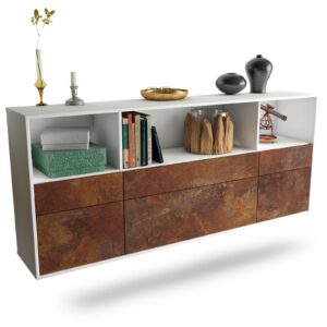 Sideboard Cary | hängend | Korpus Weiß | Front in Rost Optik | 180x79x35cm (BxHxT)