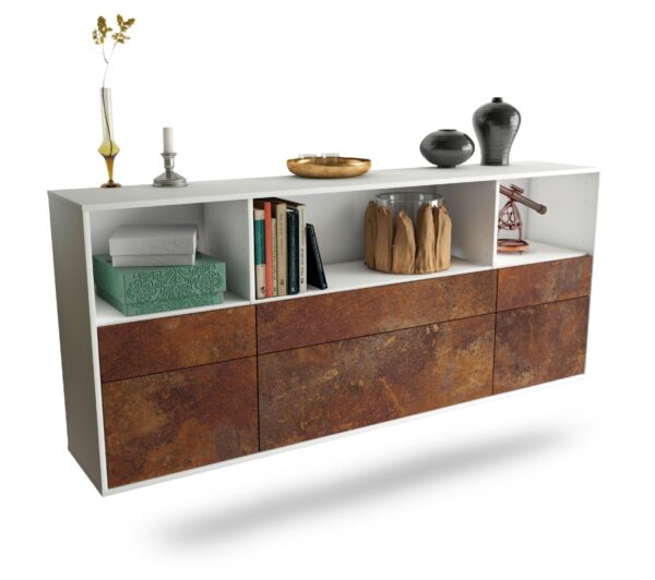 Sideboard Cary | hängend | Korpus Weiß | Front in Rost Optik | 180x79x35cm (BxHxT)