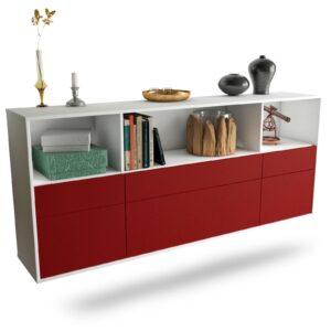 Sideboard Cary | hängend | Korpus Weiß | Front in Bordeaux | 180x79x35cm (BxHxT)