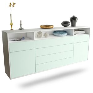 Sideboard Bellevue | hängend | Korpus Weiß | Front in Mint | 180x79x35cm (BxHxT)