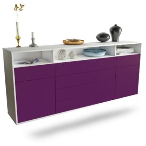 Sideboard Bellevue | hängend | Korpus Weiß | Front in Lila | 180x79x35cm (BxHxT)