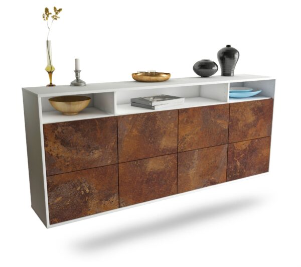 Sideboard Concord | hängend | Korpus Weiß | Front in Rost Optik | 180x79x35cm (BxHxT)