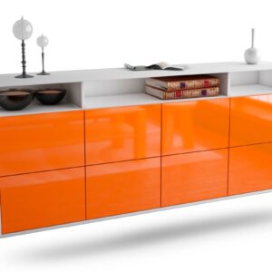 Sideboard Concord | hängend | Korpus Weiß | Front in Hochglanz Orange | 180x79x35cm (BxHxT)