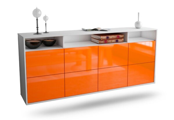 Sideboard Concord | hängend | Korpus Weiß | Front in Hochglanz Orange | 180x79x35cm (BxHxT)