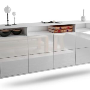 Sideboard Concord | hängend | Korpus Weiß | Front in Hochglanz Weiß | 180x79x35cm (BxHxT)