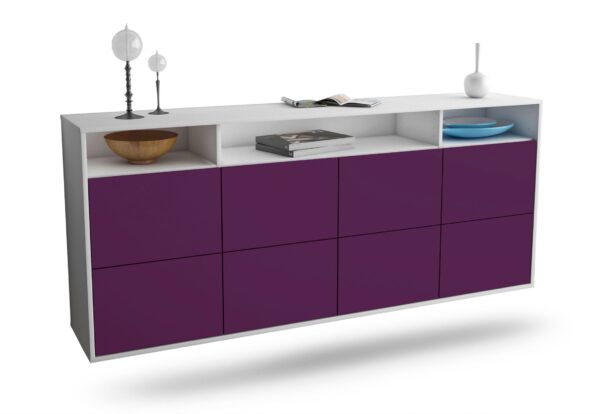 Sideboard Concord | hängend | Korpus Weiß | Front in Lila | 180x79x35cm (BxHxT)
