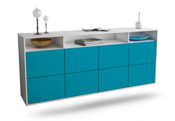 Sideboard Concord | hängend | Korpus Weiß | Front in Türkis | 180x79x35cm (BxHxT)