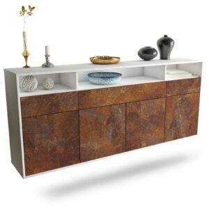Sideboard Simi Valley | hängend | Korpus Weiß | Front in Rost Optik | 180x79x35cm (BxHxT)