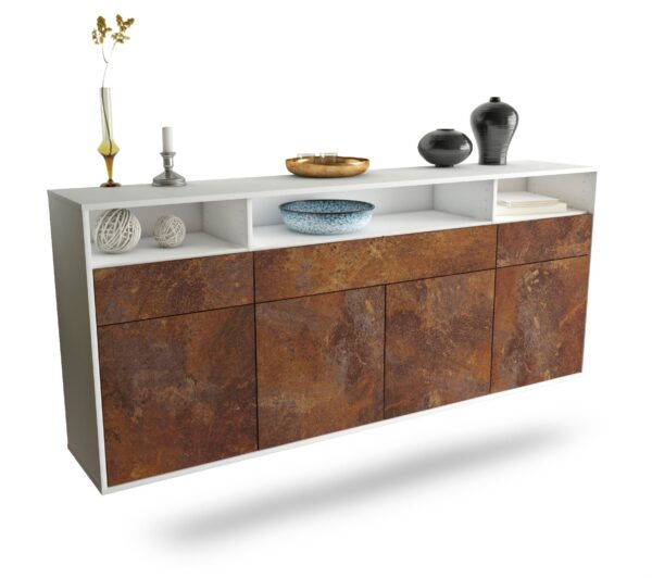 Sideboard Simi Valley | hängend | Korpus Weiß | Front in Rost Optik | 180x79x35cm (BxHxT)