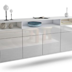 Sideboard Simi Valley | hängend | Korpus Weiß | Front in Hochglanz Weiß | 180x79x35cm (BxHxT)