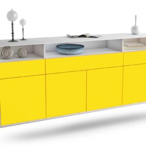 Sideboard Simi Valley | hängend | Korpus Weiß | Front in Gelb | 180x79x35cm (BxHxT)