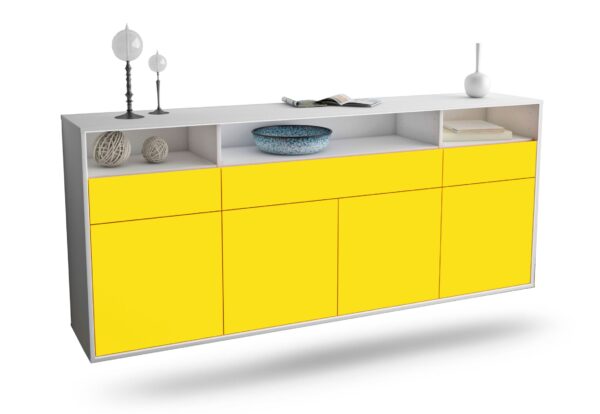 Sideboard Simi Valley | hängend | Korpus Weiß | Front in Gelb | 180x79x35cm (BxHxT)