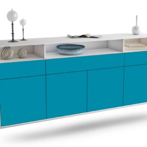 Sideboard Simi Valley | hängend | Korpus Weiß | Front in Türkis | 180x79x35cm (BxHxT)