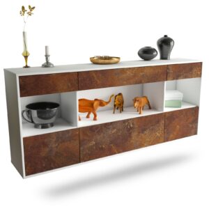 Sideboard Clarksville | hängend | Korpus Weiß | Front in Rost Optik | 180x79x35cm (BxHxT)
