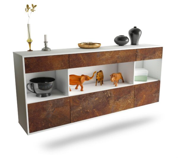 Sideboard Clarksville | hängend | Korpus Weiß | Front in Rost Optik | 180x79x35cm (BxHxT)