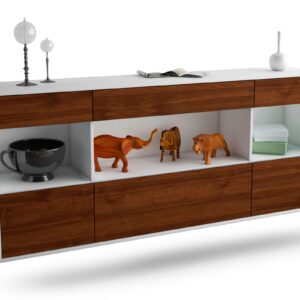 Sideboard Clarksville | hängend | Korpus Weiß | Front in Walnuss Holz Optik | 180x79x35cm (BxHxT)