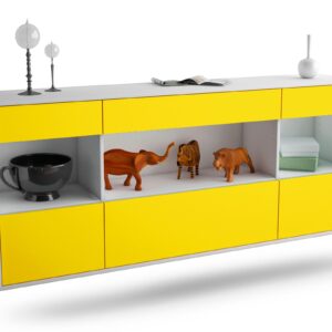 Sideboard Clarksville | hängend | Korpus Weiß | Front in Gelb | 180x79x35cm (BxHxT)