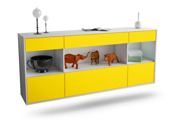 Sideboard Clarksville | hängend | Korpus Weiß | Front in Gelb | 180x79x35cm (BxHxT)